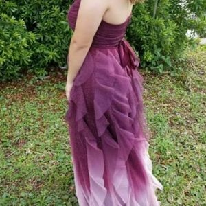 Purple and white prom dress